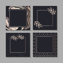 Golden Frame fluid art vector Geometric elegant background cover set texture