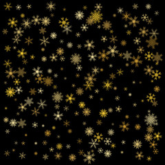 Elegant Christmas Background with Shining Gold Snowflakes. Vector illustration