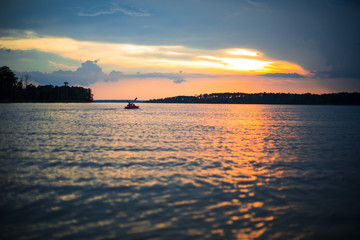 Fototapeta premium Sunset Kayak Lake