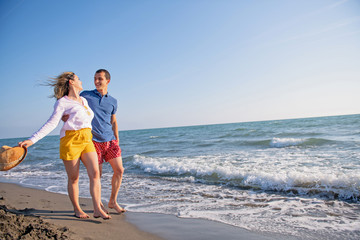 Beach of summer time and two lovers