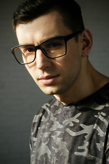 business vision. poor eyesight and eye healthcare. barber service in barbershop. Businessman...