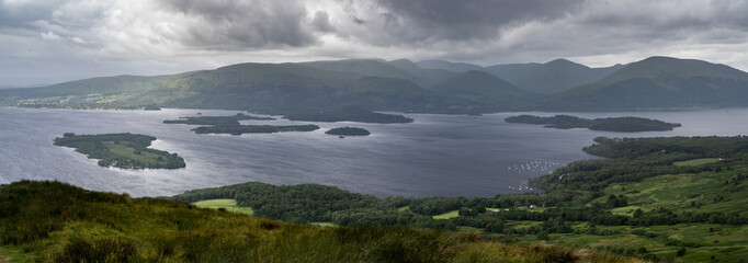 Wide view of Loch Lomond, from Conic hill , Scotland