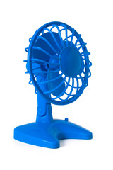 Blue fan with propeller on batteries