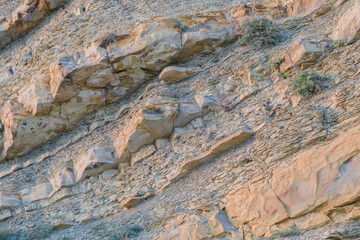 Rock naked breed on a cliff, rocks near the sea.