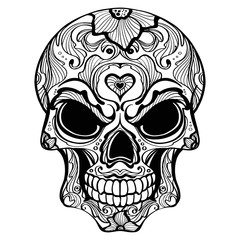 Day of The Dead, skull with floral ornament