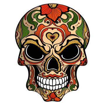 Day of The Dead, skull with floral ornament