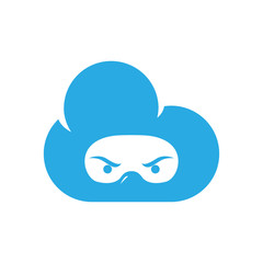 Obraz premium cloud head ninja logo template. cloud and ninja logo element