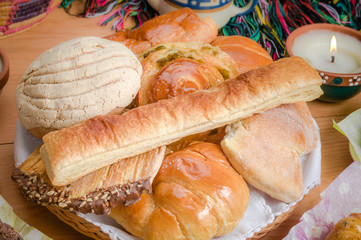 Sweet bread assorted traditional Mexican bakery