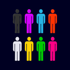 Multicolored Man Icon Set. Simple Symbols. Vector Design Elements Set for You Design