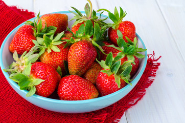 Fresh ripe strawberry in bowl