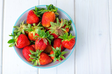 Fresh ripe strawberry in bowl