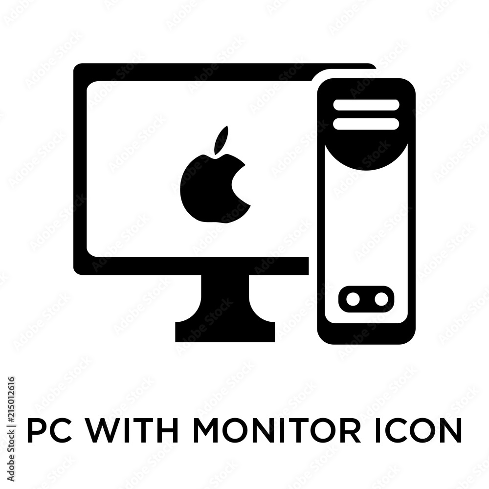 Poster pc with monitor icon isolated on white background. modern and editable pc with monitor icon. simple 