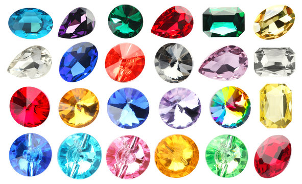 Set of luxury jewels on white background