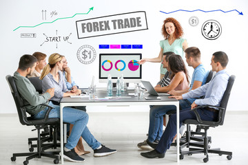 Financial traders having meeting in office. Forex concept