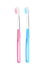 Manual toothbrushes on white background. Dental care