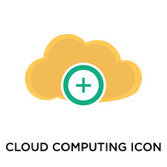 Obraz premium Cloud computing icon vector sign and symbol isolated on white background, Cloud computing logo concept