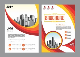modern cover, brochure, layout for annual report with city background