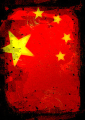 The Chinese flag - Painted grunge flag, brush strokes.