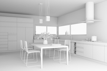 Interior design modern kitchen model