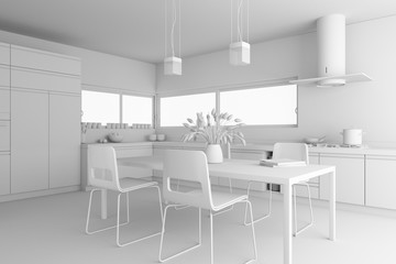Interior design modern kitchen model
