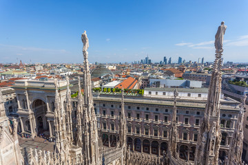 View from the terrace Milan Cathedral (Duomo). Milan, Italy