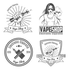Set of Vintage Emblems.For vape shop.vector illustration