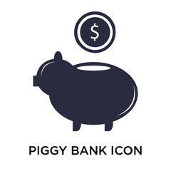 Piggy bank icon vector sign and symbol isolated on white background, Piggy bank logo concept