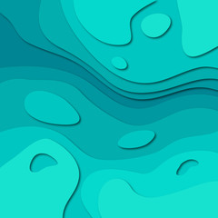 High resolution turquoise background in paper cut style