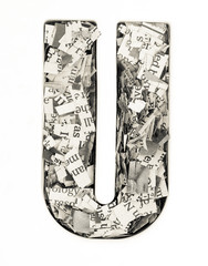 capital letter made from newspaper