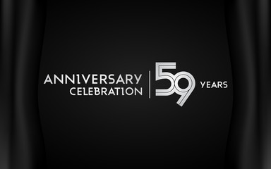 59 Years Anniversary Logotype with   Silver Multi Linear Number Isolated on Dark Background