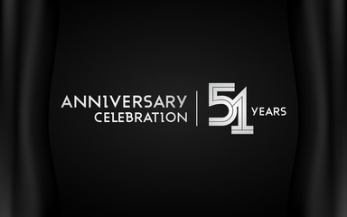 51 Years Anniversary Logotype with   Silver Multi Linear Number Isolated on Dark Background