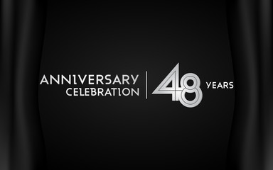 48 Years Anniversary Logotype with   Silver Multi Linear Number Isolated on Dark Background