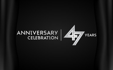 47 Years Anniversary Logotype with   Silver Multi Linear Number Isolated on Dark Background