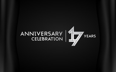 17 Years Anniversary Logotype with   Silver Multi Linear Number Isolated on Dark Background