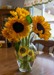 Sunflowers on table during afternoon