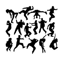 Cool Hip Hop Dancing Silhouettes, art vector design