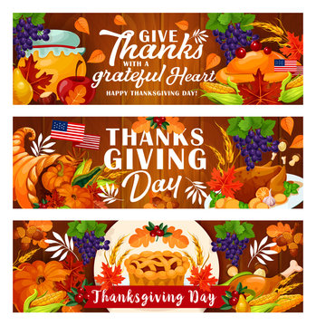 Thanksgiving Day banner for autumn harvest holiday