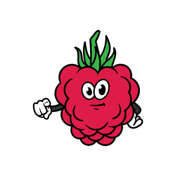 Cartoon Pointing Raspberry Character