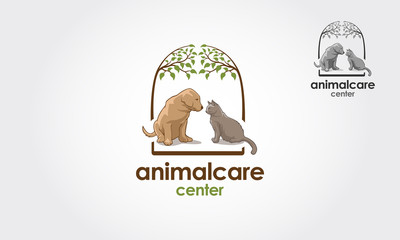 Animal Care Center Vector Logo Template. Pets logo vector illustration.	