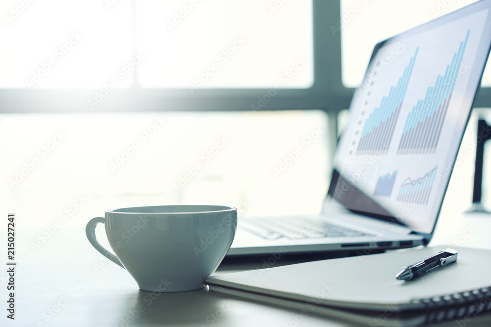 Poster business working graph financial data analytics statistics information technology