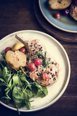 Pork chop with apples food photography recipe idea