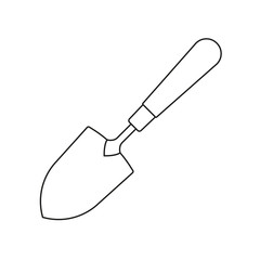 Garden trowel spade or shovel line icon. Gardening tool. Vector illustration.