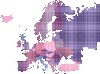 Geometry square form of Europe map on white background. Vector illustration.