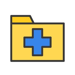 Fototapeta premium Cross sign on Folder, medical data or record icon
