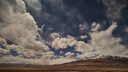 Mountain and Land with some of clouds and sky with high contrast