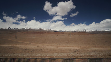 Mountain and Land with some of clouds and sky with high contrast