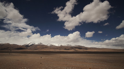Mountain and Land with some of clouds and sky with high contrast