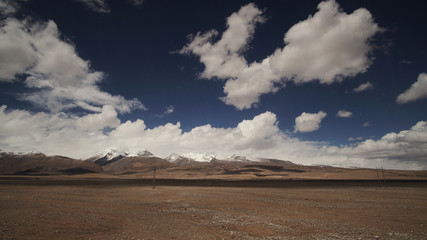 Mountain and Land with some of clouds and sky with high contrast