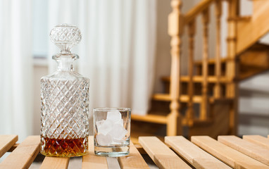 Whiskey glass. Alcohol problem. 