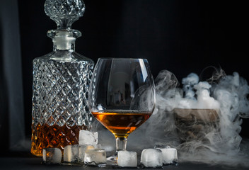 Cognac. Ice. Alcohol. 